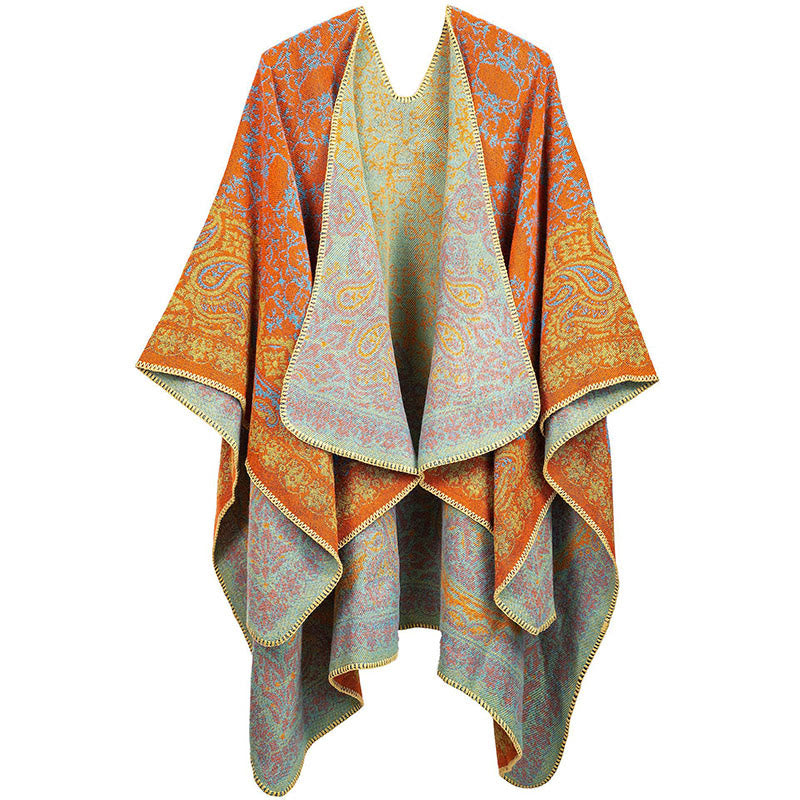 Écharpe confortable unisexe à motif cachemire et motif floral contrasté avec Buddha Stones - Orange foncé - image 2