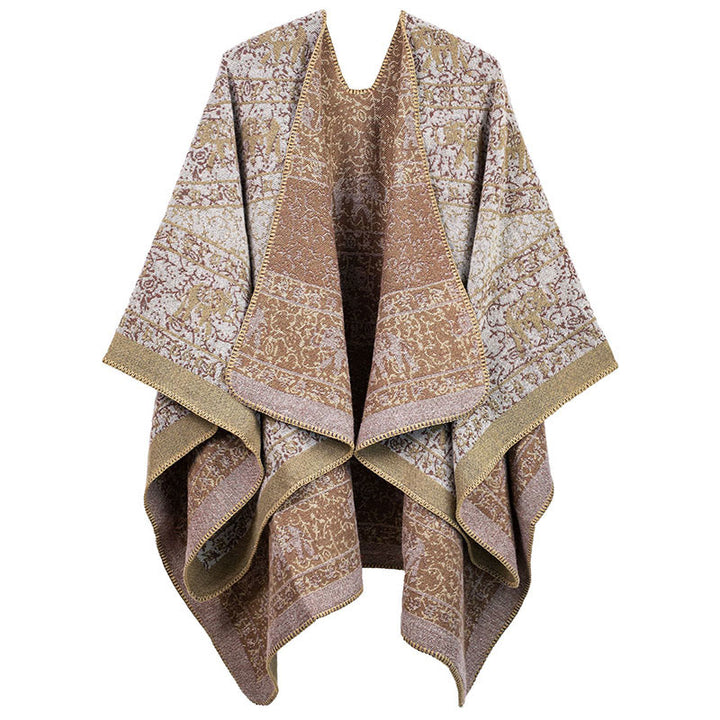 Écharpe châle unisexe confortable en jacquard Buddha Stones à motifs géométriques d'éléphants - Tanné - image 4