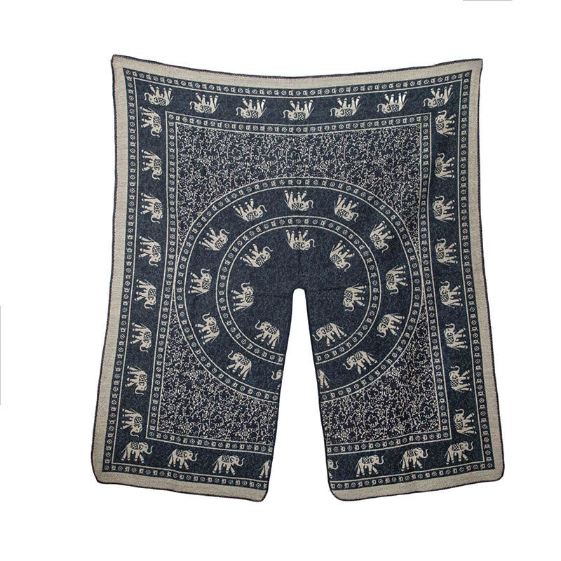 Écharpe châle unisexe confortable en jacquard Buddha Stones à motifs géométriques d'éléphants - image 1