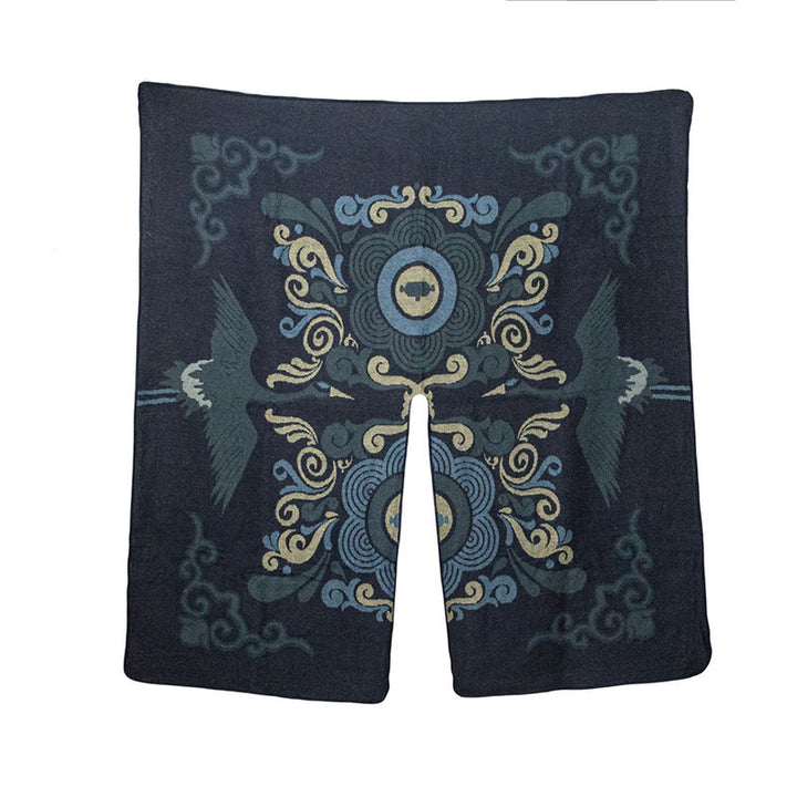 Écharpe châle unisexe confortable avec motif de grue et de nuage de bon augure, motif Buddha Stones tibétain ouvert sur le devant - image 4