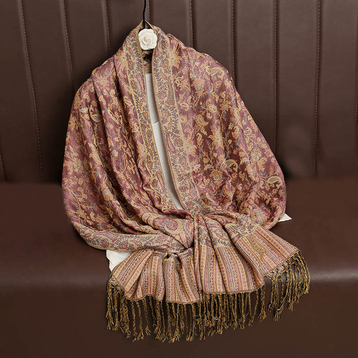 Écharpe châle confortable à pompons et motif cachemire tibétain ethnique Buddha Stones - image 33