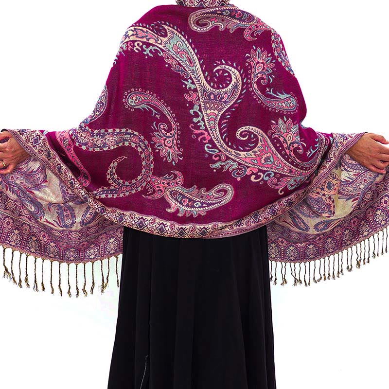 Écharpe confortable à pompons et motif floral cachemire tibétain de style bohème avec Buddha Stones - image 22