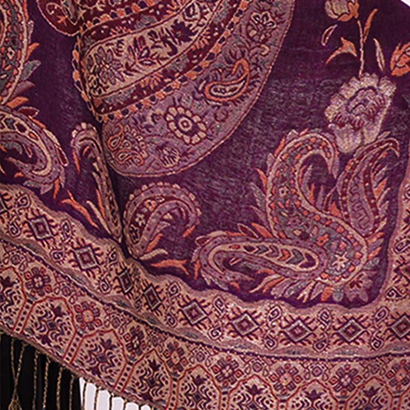 Écharpe confortable à pompons et motif floral cachemire tibétain de style bohème avec Buddha Stones - image 18