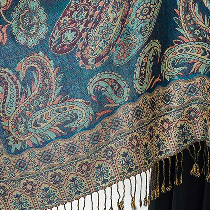 Écharpe confortable à pompons et motif floral cachemire tibétain de style bohème avec Buddha Stones - image 14