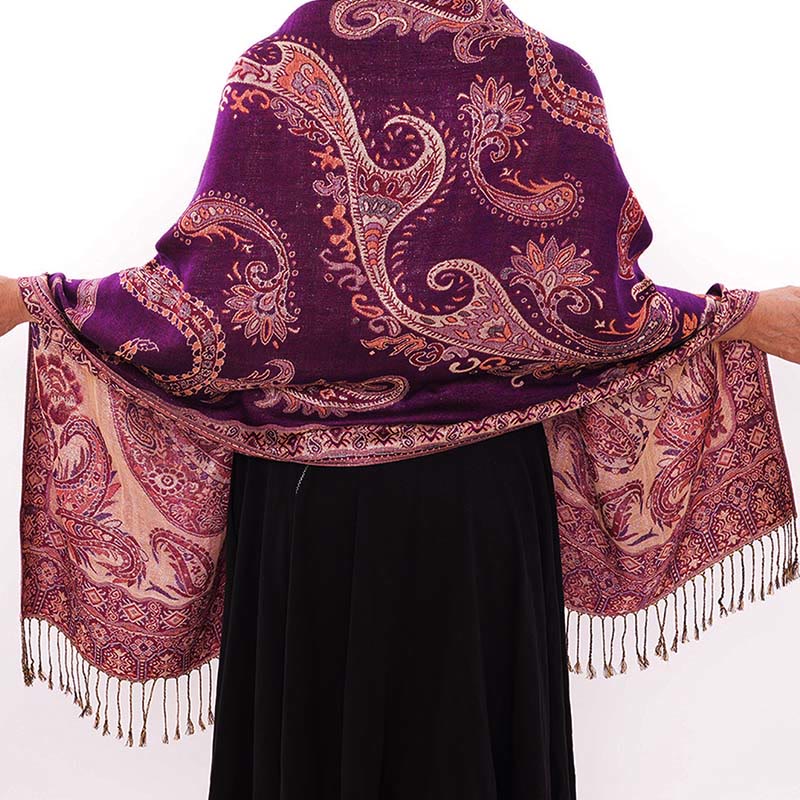 Écharpe confortable à pompons et motif floral cachemire tibétain de style bohème avec Buddha Stones - image 17