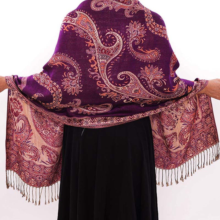 Écharpe confortable à pompons et motif floral cachemire tibétain de style bohème avec Buddha Stones - image 17
