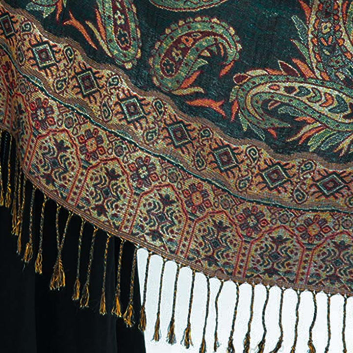 Écharpe confortable à pompons et motif floral cachemire tibétain de style bohème avec Buddha Stones - image 4