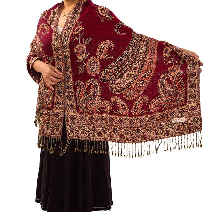 Écharpe confortable à pompons et motif floral cachemire tibétain de style bohème avec Buddha Stones - image 9