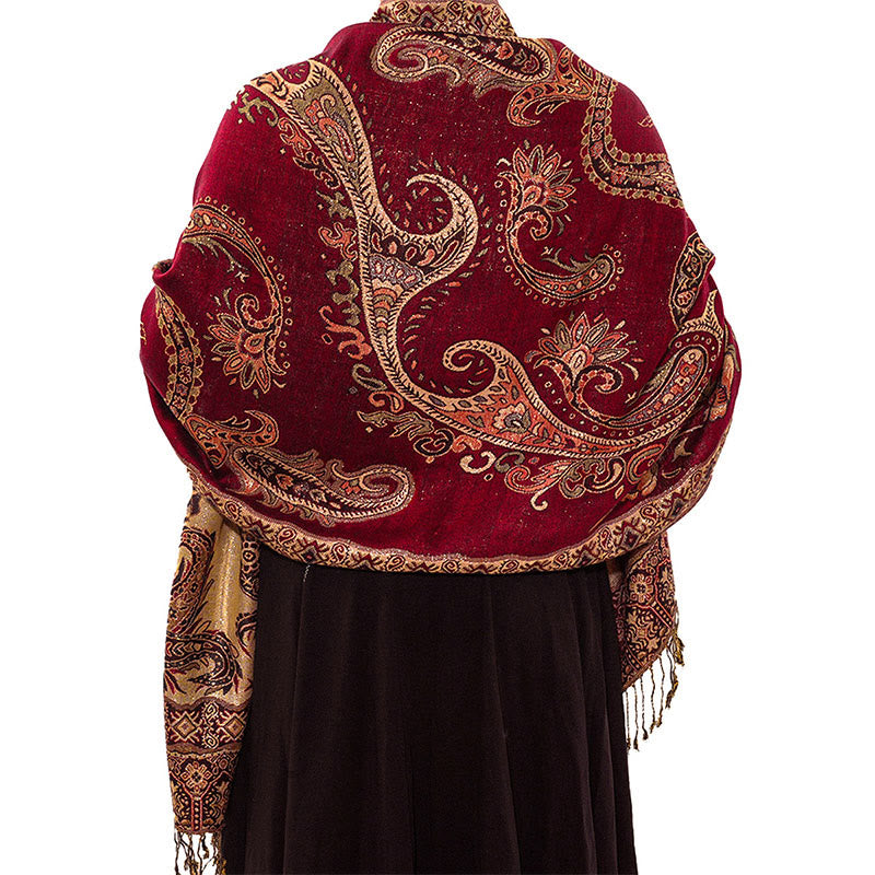 Écharpe confortable à pompons et motif floral cachemire tibétain de style bohème avec Buddha Stones - image 10