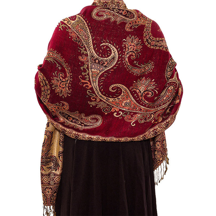 Écharpe confortable à pompons et motif floral cachemire tibétain de style bohème avec Buddha Stones - image 10