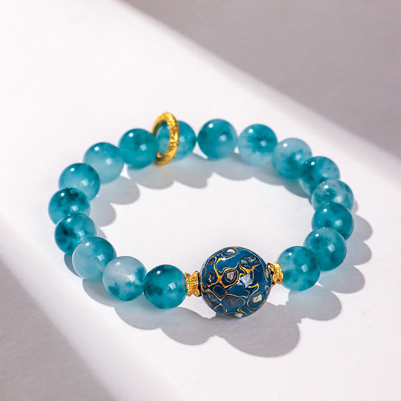 Bracelet de perles positives en calcédoine bleue naturelle de 10 mm Buddha Stones - image 1
