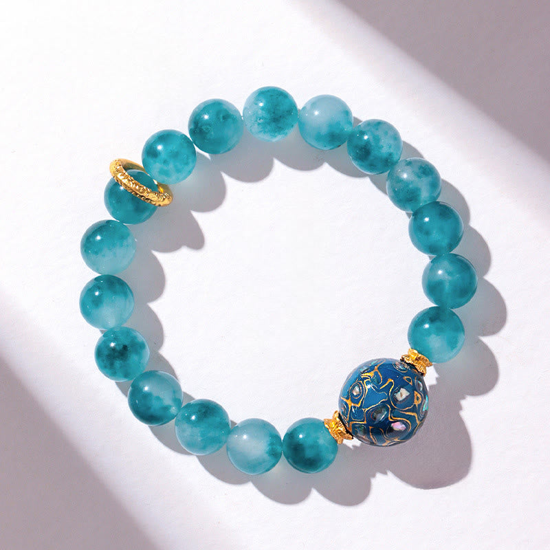 Bracelet de perles positives en calcédoine bleue naturelle de 10 mm Buddha Stones - image 2