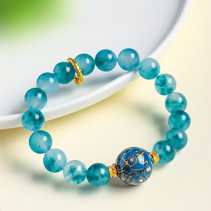 Bracelet de perles positives en calcédoine bleue naturelle de 10 mm Buddha Stones - image 4