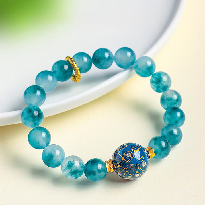 Bracelet de perles positives en calcédoine bleue naturelle de 10 mm Buddha Stones - image 4