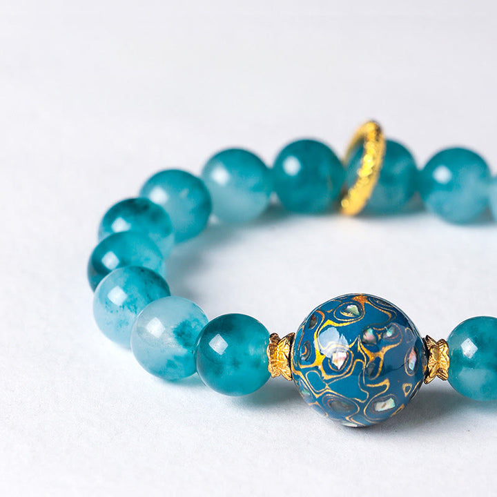 Bracelet de perles positives en calcédoine bleue naturelle de 10 mm Buddha Stones - image 5