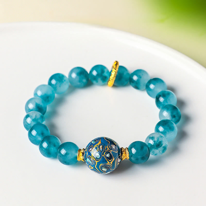 Bracelet de perles positives en calcédoine bleue naturelle de 10 mm Buddha Stones - image 3
