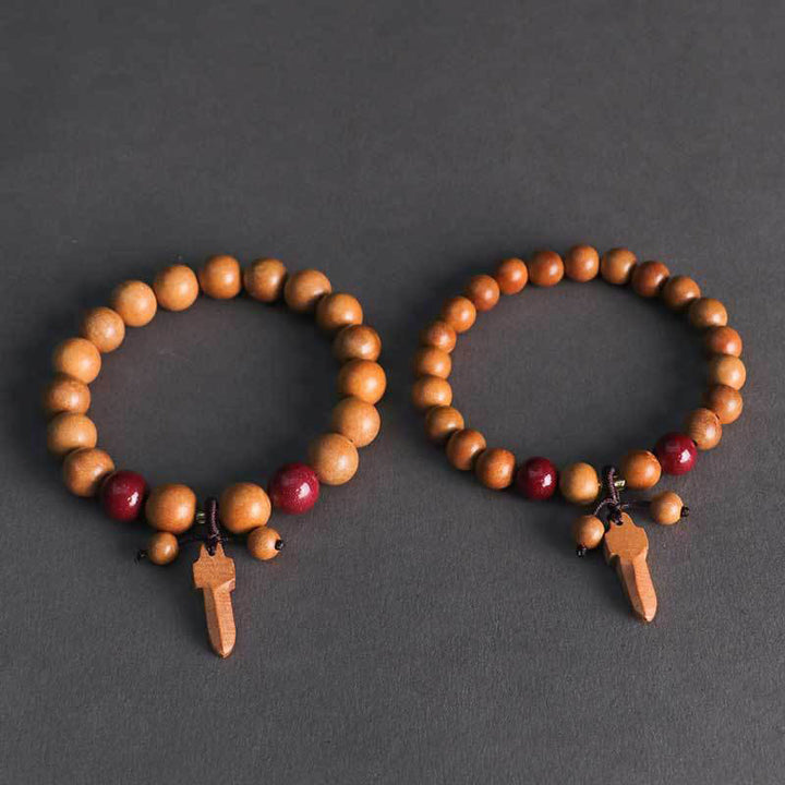 Bracelet de richesse avec breloque épée en bois de pêche et cinabre et Buddha Stones - image 10