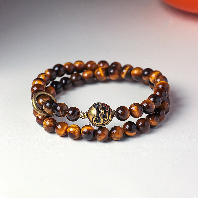 Bracelet double tour en cuivre et obsidienne noire tibétaine avec Buddha Stones - image 7