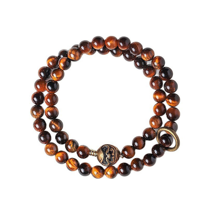 Bracelet double tour en cuivre et obsidienne noire tibétaine avec Buddha Stones - image 8