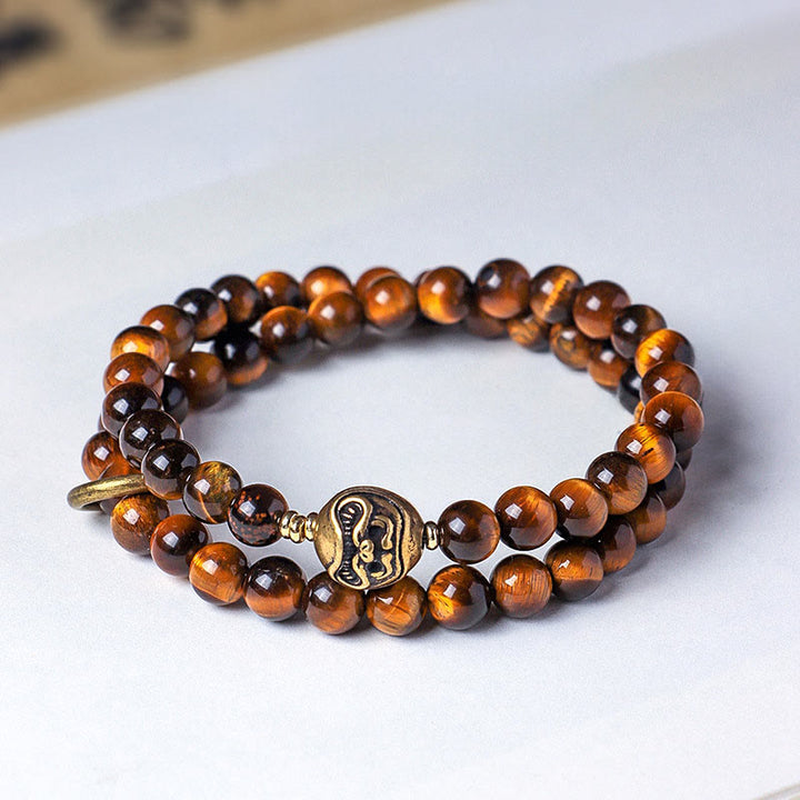 Bracelet double tour en cuivre et obsidienne noire tibétaine avec Buddha Stones - image 6