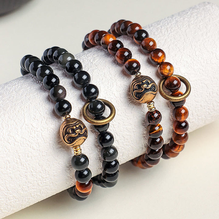 Bracelet double tour en cuivre et obsidienne noire tibétaine avec Buddha Stones - image 11