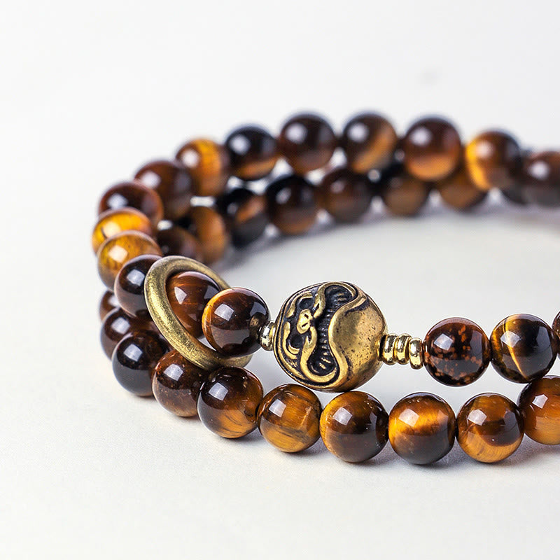 Bracelet double tour en cuivre et obsidienne noire tibétaine avec Buddha Stones - image 9