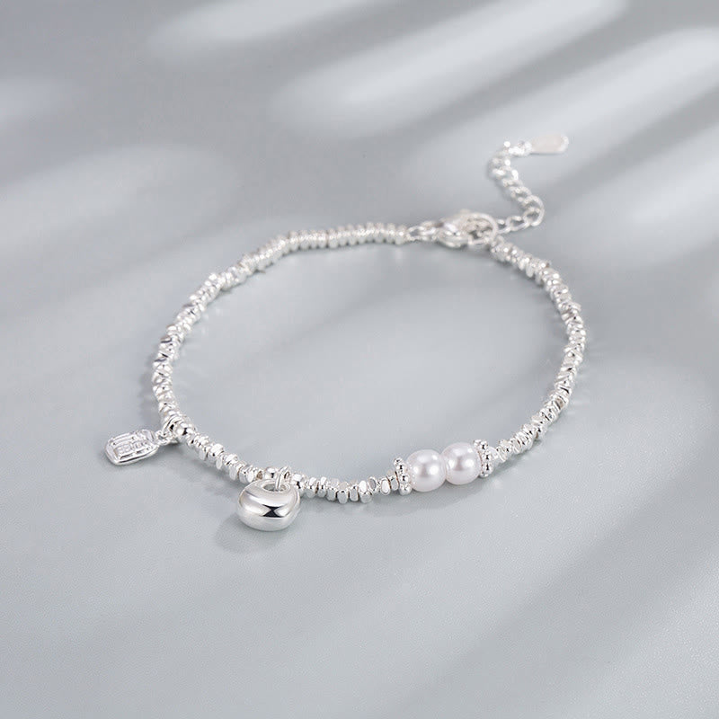 Bracelet de bénédiction en perles avec personnage Fu en argent plaqué cuivre et Buddha Stones - image 1