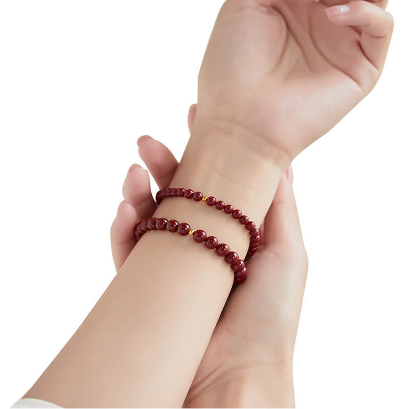 Bracelet de concentration simple en or 999 et cinabre Buddha Stones - image 18