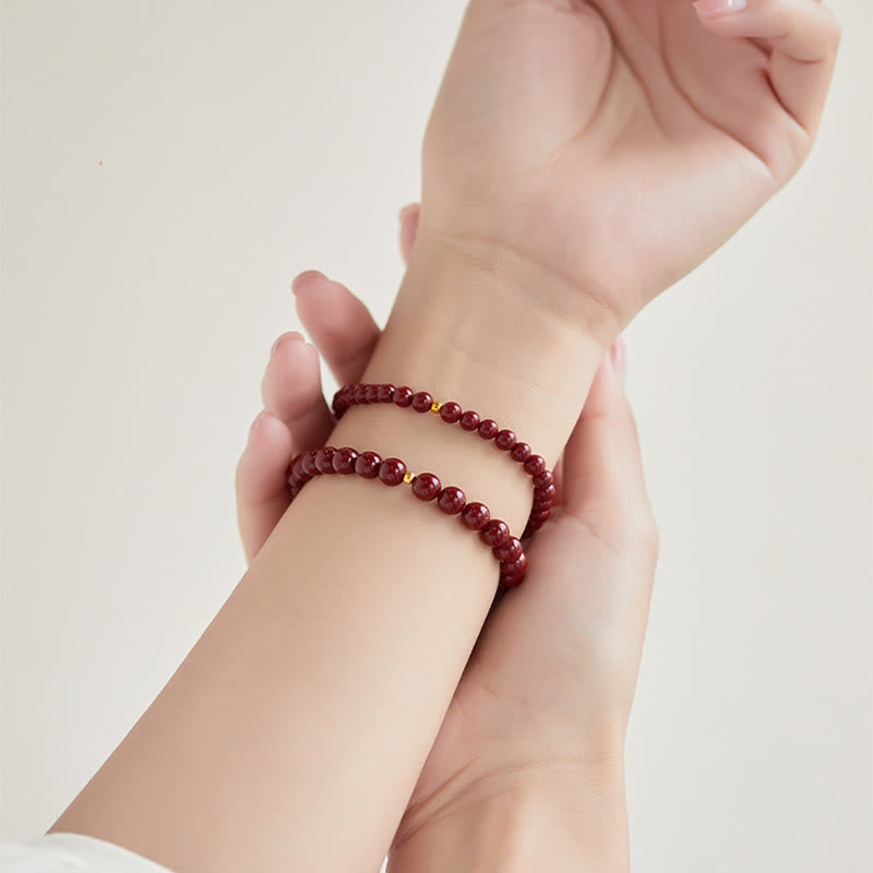 Bracelet de concentration simple en or 999 et cinabre Buddha Stones - image 16