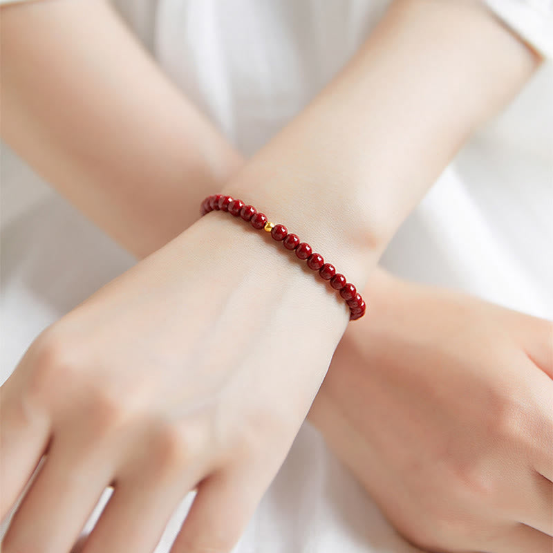 Bracelet de concentration simple en or 999 et cinabre Buddha Stones - image 2