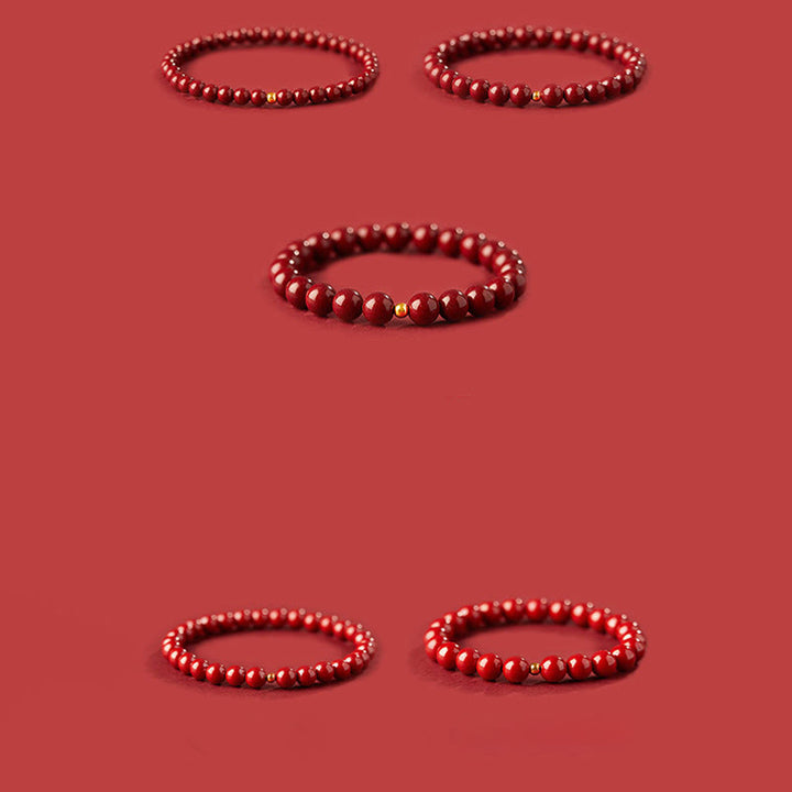 Bracelet de concentration simple en or 999 et cinabre Buddha Stones - image 14