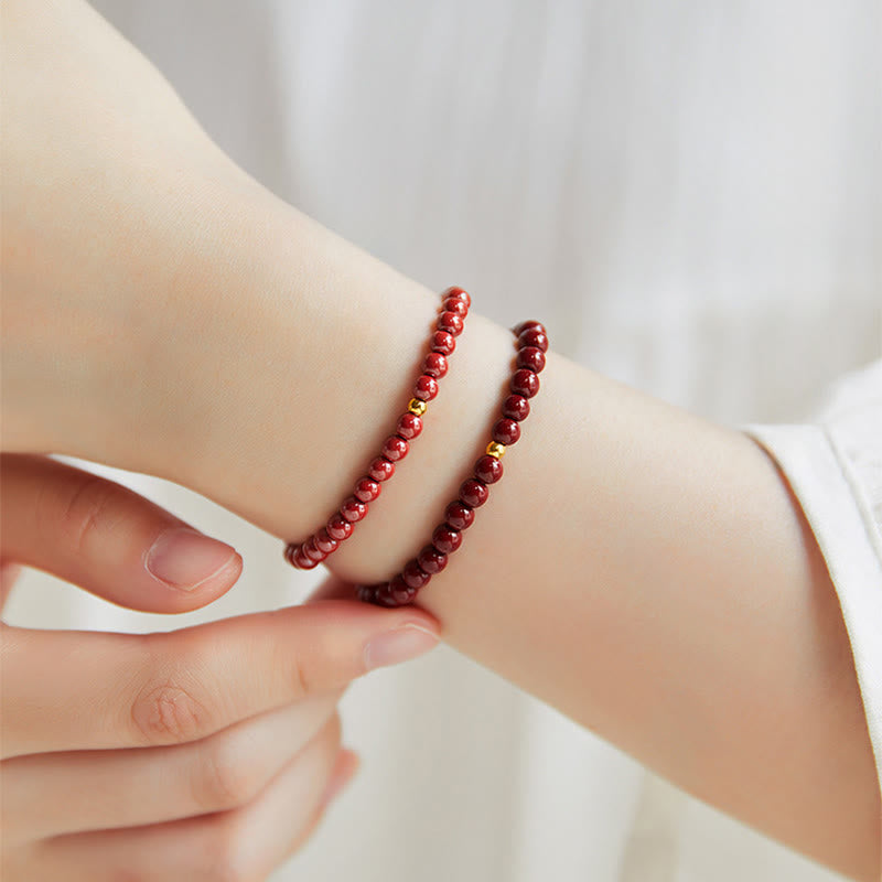 Bracelet de concentration simple en or 999 et cinabre Buddha Stones - image 17