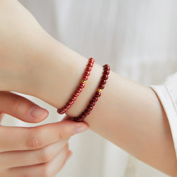 Bracelet de concentration simple en or 999 et cinabre Buddha Stones - image 17