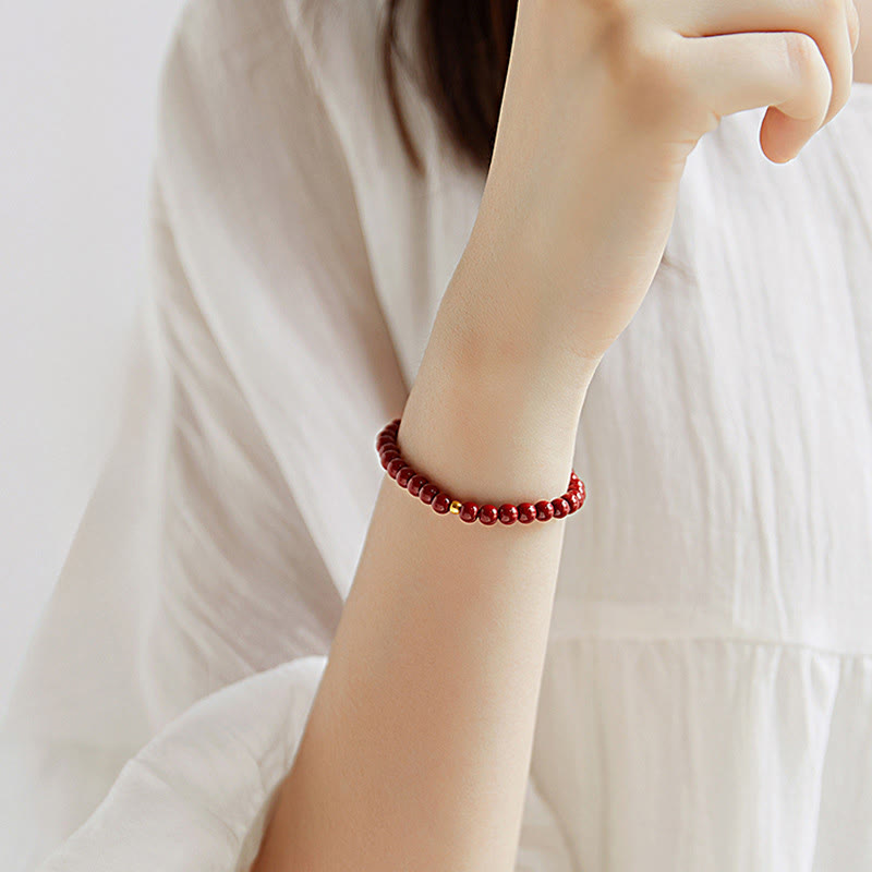 Bracelet de concentration simple en or 999 et cinabre Buddha Stones - image 3