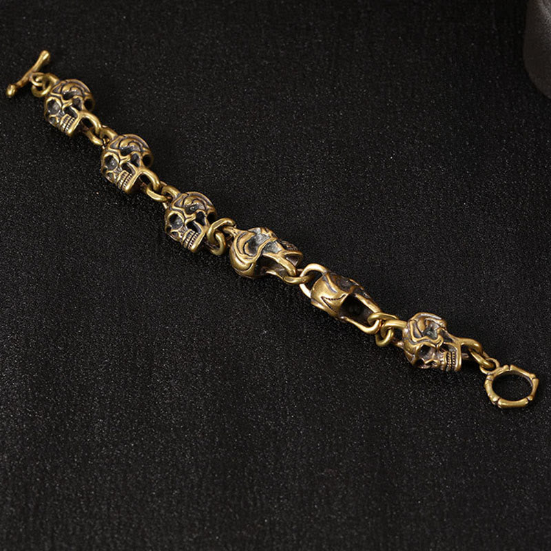 Bracelet de protection de la forêt en cuivre et laiton avec tête de mort et Buddha Stones rétro - image 9