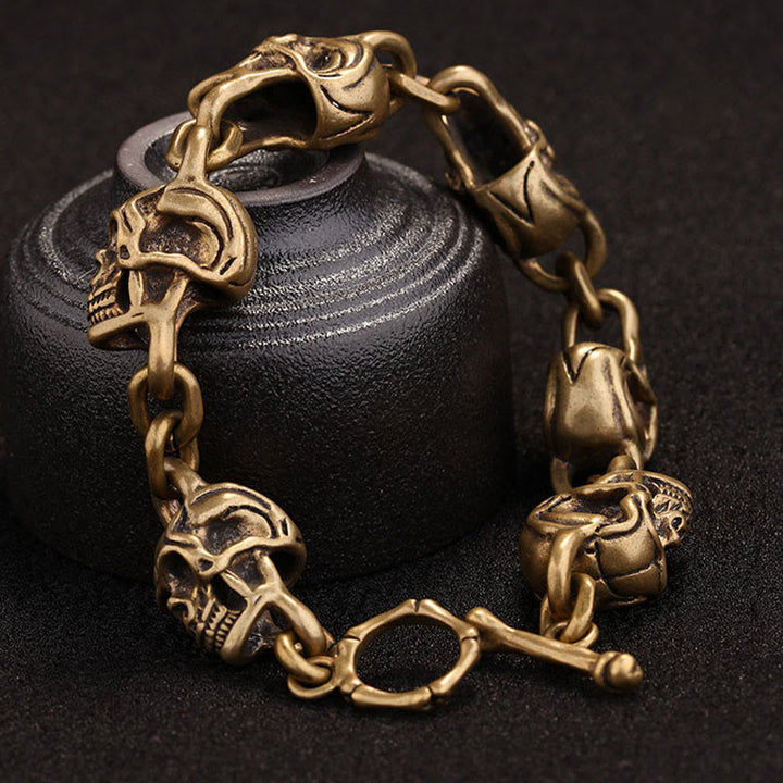 Bracelet de protection de la forêt en cuivre et laiton avec tête de mort et Buddha Stones rétro - image 7