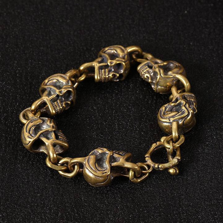 Bracelet de protection de la forêt en cuivre et laiton avec tête de mort et Buddha Stones rétro - image 2