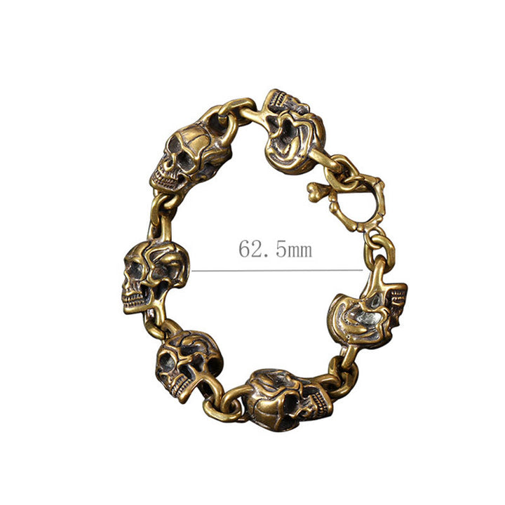 Bracelet de protection de la forêt en cuivre et laiton avec tête de mort et Buddha Stones rétro - image 11