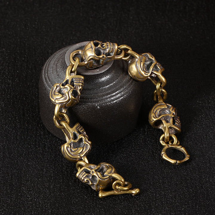 Bracelet de protection de la forêt en cuivre et laiton avec tête de mort et Buddha Stones rétro - image 8