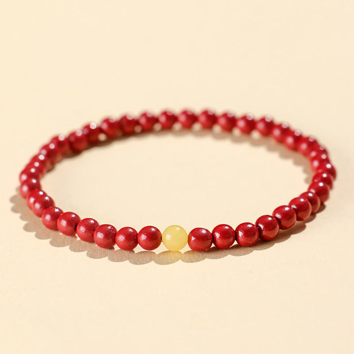 Bracelet calme en pierre d'ambre cinabre naturelle Buddha Stones - Cinabre impérial de 4 mm - image 2