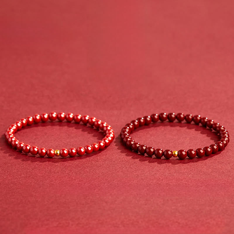 Bracelet calme en pierre d'ambre cinabre naturelle Buddha Stones - image 4