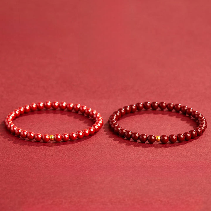 Bracelet calme en pierre d'ambre cinabre naturelle Buddha Stones - image 4