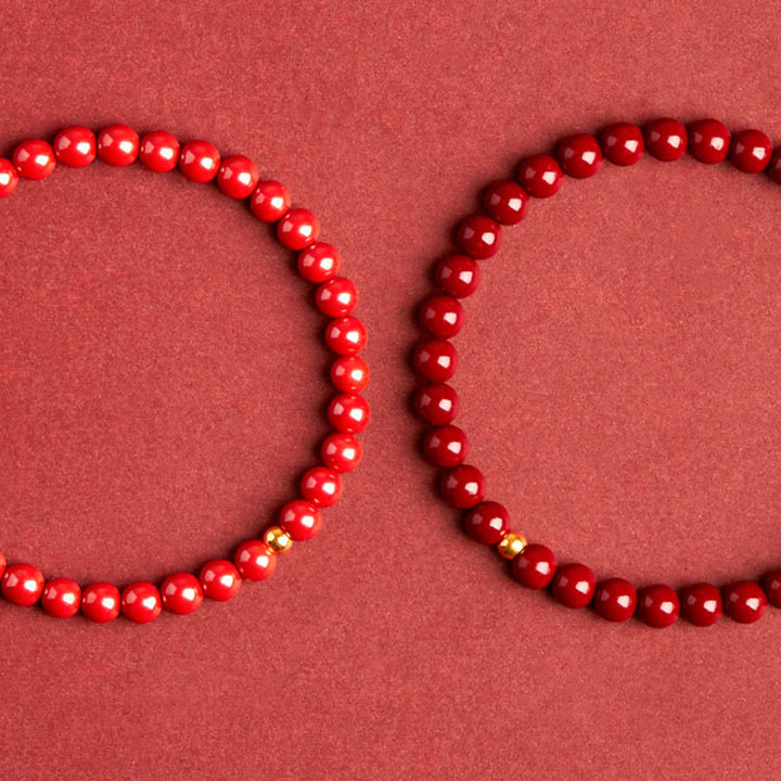 Bracelet calme en pierre d'ambre cinabre naturelle Buddha Stones - image 5