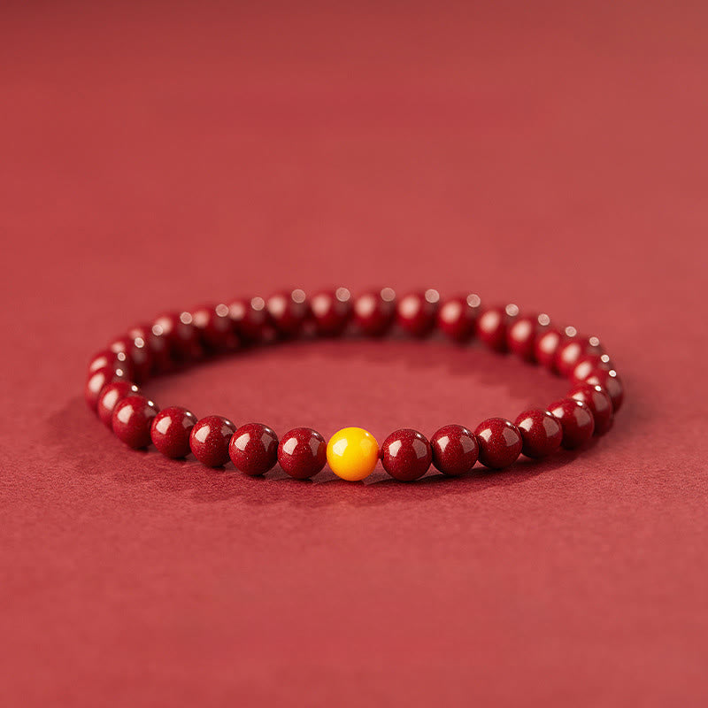 Bracelet calme en pierre d'ambre cinabre naturelle Buddha Stones - Cinabre 6 mm - image 0