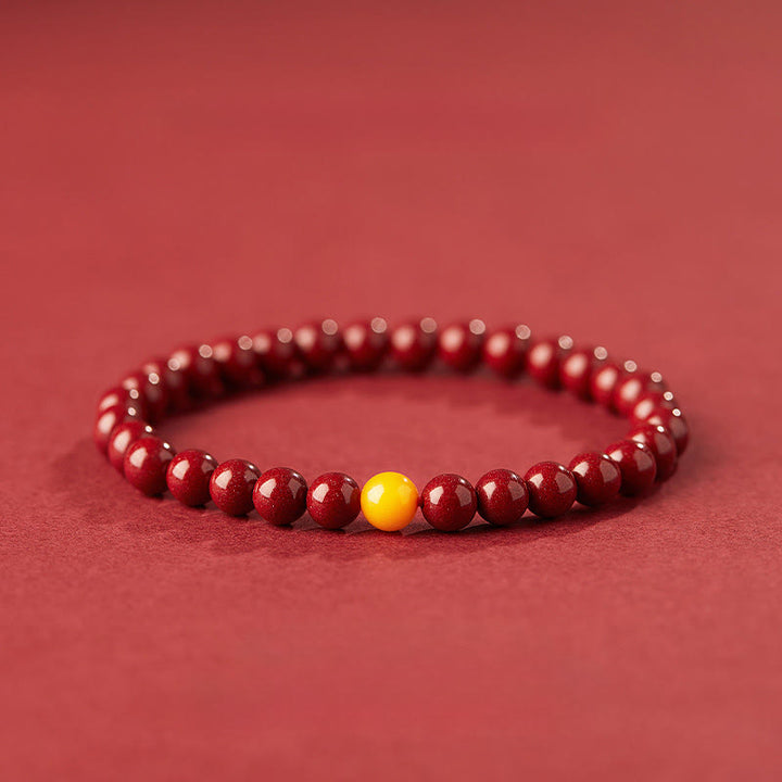 Bracelet calme en pierre d'ambre cinabre naturelle Buddha Stones - Cinabre 6 mm - image 0