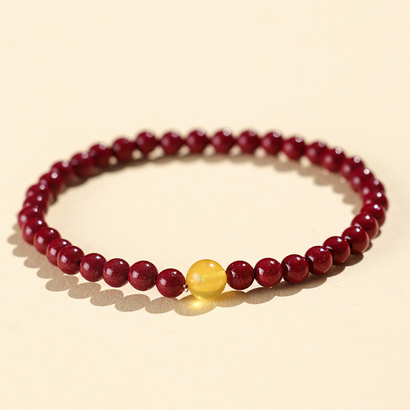 Bracelet calme en pierre d'ambre cinabre naturelle Buddha Stones - Cinabre 4 mm - image 1