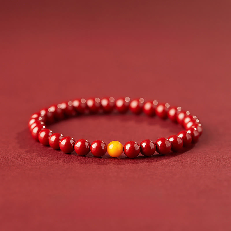 Bracelet calme en pierre d'ambre cinabre naturelle Buddha Stones - Cinabre impérial de 6 mm - image 3
