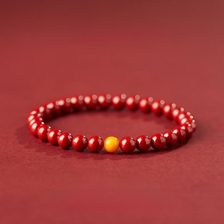 Bracelet calme en pierre d'ambre cinabre naturelle Buddha Stones - Cinabre impérial de 6 mm - image 3