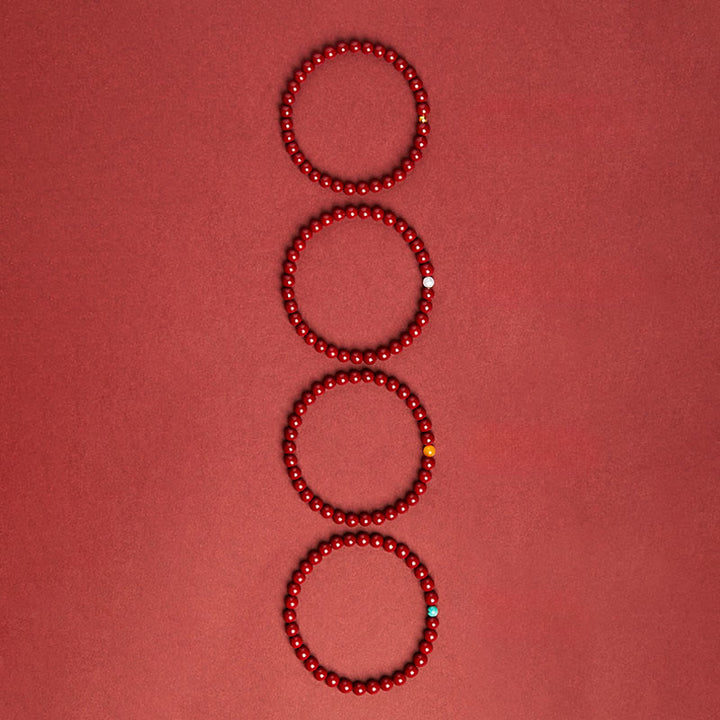 Bracelet calme en pierre d'ambre cinabre naturelle Buddha Stones - image 6