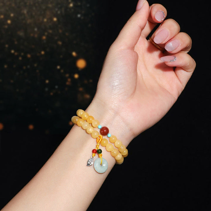 Bracelet de richesse à double tour avec boucle de paix en topaze et Buddha Stones - image 7